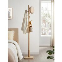 VASAGLE Wooden Coat Rack with 8 Hooks - Gold