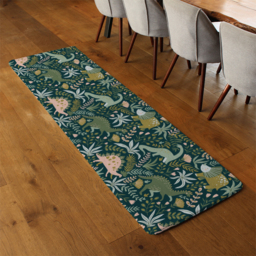 Tropical leaves and flowers Designer Runner Rug - Green - thumbnail 3