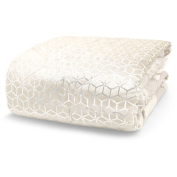 Luxury Metallic Geometric Foil Pattern Bedspread - Cream / Single - thumbnail 2