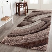 Modern Soft Swirl Shimmer Shaggy Area Rugs - Bronze / 60x220 cm Runner - image 1