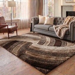 Modern Soft Swirl Shimmer Shaggy Area Rugs - Bronze / 60x220 cm Runner - thumbnail 5