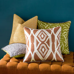 Cape Ikat Reversible Cushion - Rust / Feather - thumbnail 4