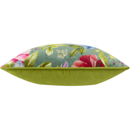 Nectar Garden Petunia Floral Piped Cushion - Teal / Feather - thumbnail 3