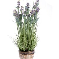 Homescapes Artificial Purple Lavender Plant in Metallic Ceramic Pot, 66 cm Tall - Purple