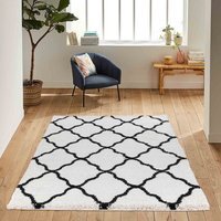 Moroccan Berber Shaggy Rugs Living Room Bold Trellis Design - Stone / 80x150 cm Rectangle - image 1