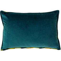 Delano Velvet Jacquard Cushion - Teal-Gold - thumbnail 5