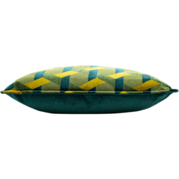 Delano Velvet Jacquard Cushion - Teal-Gold - thumbnail 3