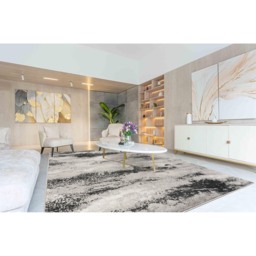 Elysium Modern Abstract Action Living Room Area Rug Metallic Sheen- Mist Grey - Grey / 170cm - thumbnail 5