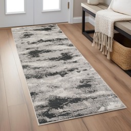 Elysium Modern Abstract Action Living Room Area Rug Metallic Sheen- Mist Grey - Grey / 170cm - thumbnail 4