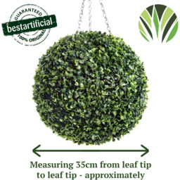 Best Artificial 36cm Green Boxwood Buxus Grass Hanging Basket Topiary Ball - Green - thumbnail 3