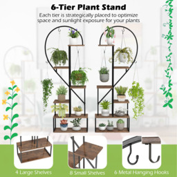 6-Tier Metal Plant Stand - Brown - thumbnail 5