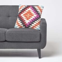 Homescapes Handwoven Kilim Cushion with Feather Filling - Orange - thumbnail 3