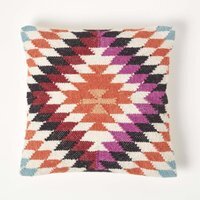 Homescapes Handwoven Kilim Cushion with Feather Filling - Orange - thumbnail 1