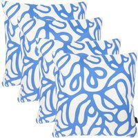 4 Pack Cushion 43x43 Kyoto Fabric - Squiggle Leaf Blue