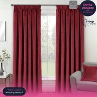 Pair of Oxford Blackout Velvet Supersoft Tape Top - Red / 117cm / 183cm