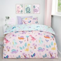 Dino Duvet Cover Set - Pink / Single - image 1