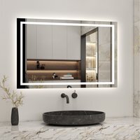 LED Illuminated Bathroom Mirror with Demister Pad - White / 100cm / 11.4kg