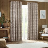 Set of 2 Winter Woods Chenille Eyelet Curtains - Taupe / 168cm / 137cm - image 1