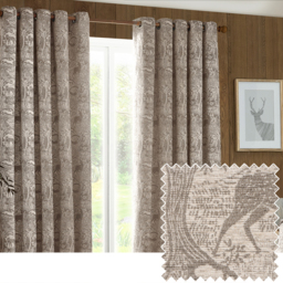 Set of 2 Winter Woods Chenille Eyelet Curtains - Taupe / 168cm / 137cm - thumbnail 2