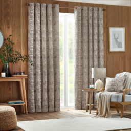 Set of 2 Winter Woods Chenille Eyelet Curtains - Taupe / 168cm / 137cm - thumbnail 3