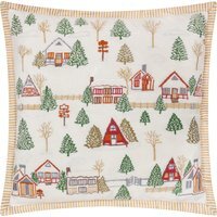 Winter Ski Lodges Embroidered Cushion - White / Polyester - image 1