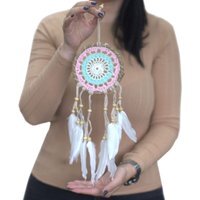 Pastel Pink Macram Dream Catcher 12cm - Handmade Bali Blessings - Multi
