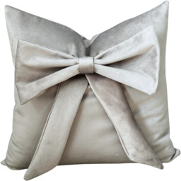 Silver Plush Bespoke Velvet Bow Cushion - silver - thumbnail 2
