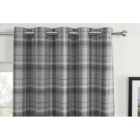 Carnoustie Checked Eyelet Blackout Curtains - Grey / 229cm / 137cm
