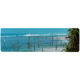 Fishermen on the ocean coast of Sri Lanka Designer Runner Rug - Blue - thumbnail 2