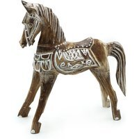Antique Wooden Vintage Carved Horse Figurine - Brown