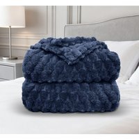 Super Snug Chunky Popcorn Throw 200x240 - Navy