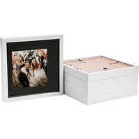 "3D Box Photo Frame - 10 x 10"" with 6x6"" Mount - Pack of 5 - White/Black" - thumbnail 1