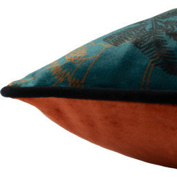 Tropical Cheetah Velvet Piped Cushion - Teal / Polyester - thumbnail 4