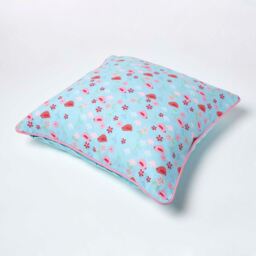 Cotton Birds and Flower Cushion Cover - Blue / 60cm - thumbnail 5