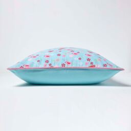 Cotton Birds and Flower Cushion Cover - Blue / 60cm - thumbnail 4