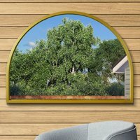 Arcus Gold Metal Framed Arched Garden Wall Mirror - Gold