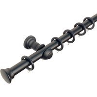 28 mm Wooden Curtain Poles Fixed Length - Black / 240cm