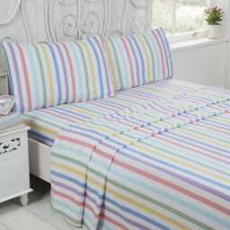 Candy Stripe Cotton Duvet Set With Pillowcase - Multi / Double - thumbnail 2