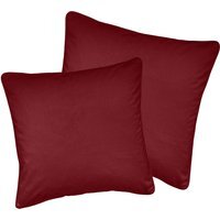 Pair of Soft Velvet Cushion Covers - Cases Only - Red / 43cm - image 1