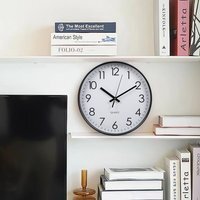 12-Inch Non-Ticking Battery-Operated Wall Clock - Black - image 1