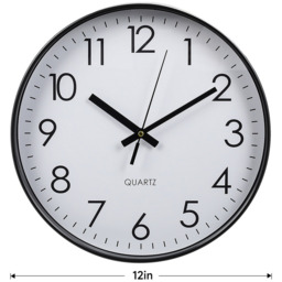 12-Inch Non-Ticking Battery-Operated Wall Clock - Black - thumbnail 2