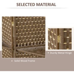 HOMCOM 4-Panel Folding Wall Divider Room with Shelves Privacy Screen Panels - Brown - thumbnail 4