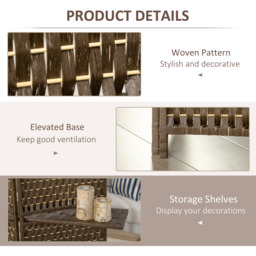 HOMCOM 4-Panel Folding Wall Divider Room with Shelves Privacy Screen Panels - Brown - thumbnail 5