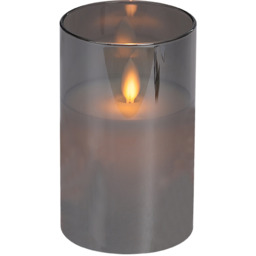 Set of 3 LED Glass Candles with Remote - Smoke Grey - thumbnail 5