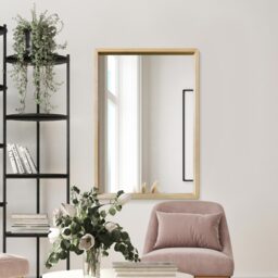 Solid Oak Rounded Corner Wall Mirror - Brown - thumbnail 2