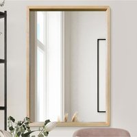 Solid Oak Rounded Corner Wall Mirror - Brown - thumbnail 1