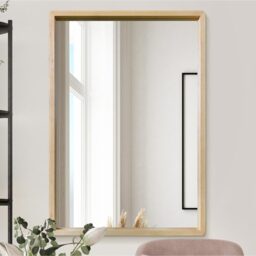 Solid Oak Rounded Corner Wall Mirror - Brown - thumbnail 3