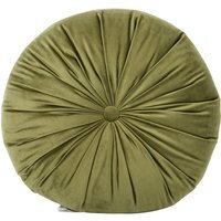 Round Velvet Cushion - Green - thumbnail 1
