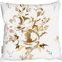 Golden Flower Print Cushion - Yellow / 60cm