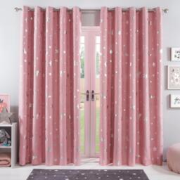 Galaxy Star Eyelet Blackout Curtains - Pink / 182cm / 167cm - thumbnail 2
